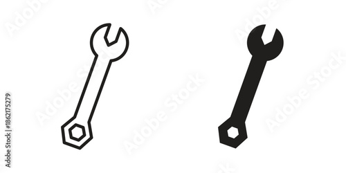 Wrench icons vector glyph flat style. Stroke with editable size icons