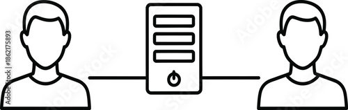 Server connection between two people, computer network communication, data transfer