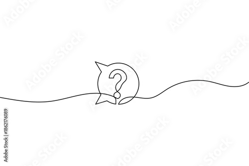 Continuous line question mark in speech bubble vector