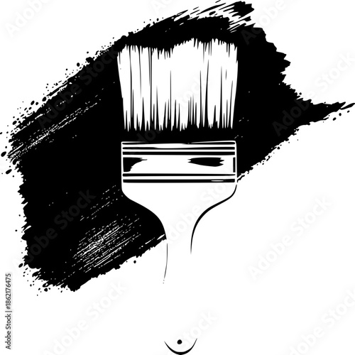 Brushstroke silhouette: A clean, graphic representation of a paintbrush against a bold brushstroke.