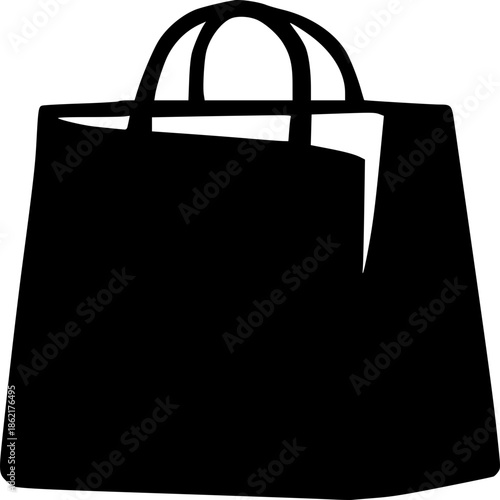 Shopping Bag Icon: A sleek, minimalist silhouette of a classic shopping bag, evoking the essence of retail and consumerism.