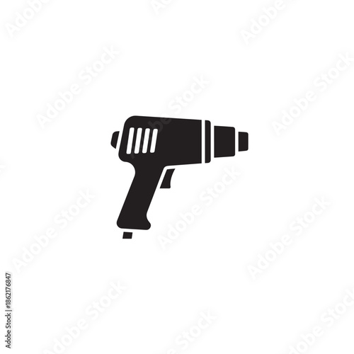 Black heat gun on white background tool equipment