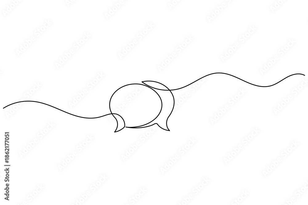 Obraz premium Minimalist continuous one line speech bubbles conversation art