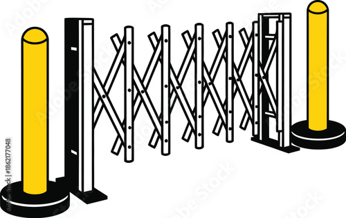 Retractable Barrier Gate with Bollards for Controlled Access and Security