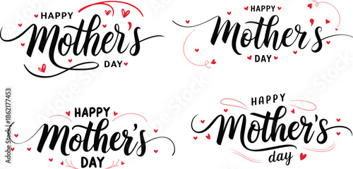 Happy Mother's Day hand lettering calligraphy vector set