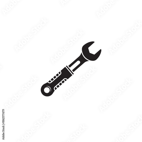 Black wrench tool isolated on white background hardware equipment metal