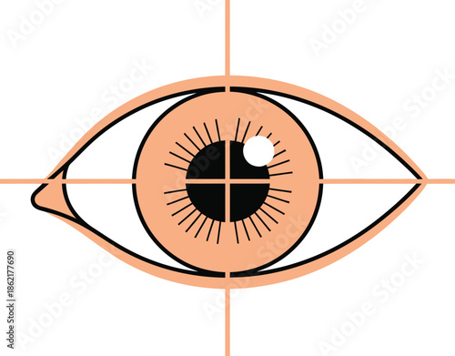 An illustrated close-up of a human eye with a target superimposed over the iris, symbolizing focus and vision