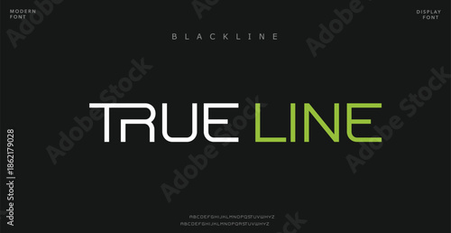 Trueline Modern font design, trendy alphabet letters and numbers vector illustration