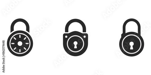 Lock icon set set collection pack shape icon silhouette vector flat illustration design