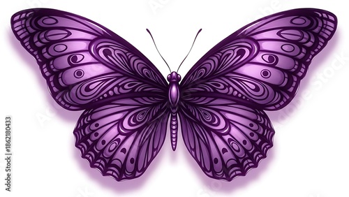 Purple butterfly with intricate patterns and designs