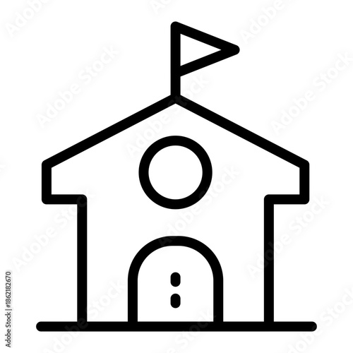 Golf Club House Vector Line Icon Design