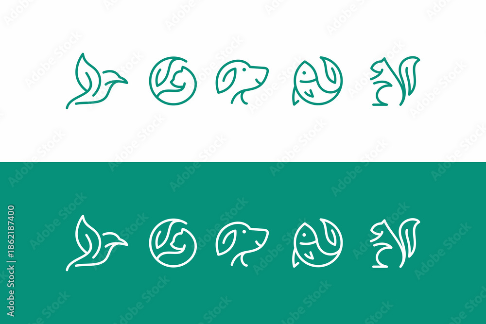 Obraz premium Leaf Animal Icon Collection 
