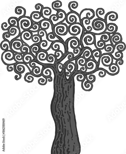 Stylised tree illustration; floral icon
