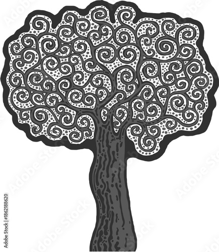 Stylised tree illustration; floral icon
