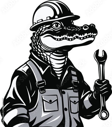 A pufferfish as a safety awareness instructor showing alert sign, round body simplified, flat vector illustration, clean edges, limited colors, bold outline, no gradient, no shadow, illustrator style,