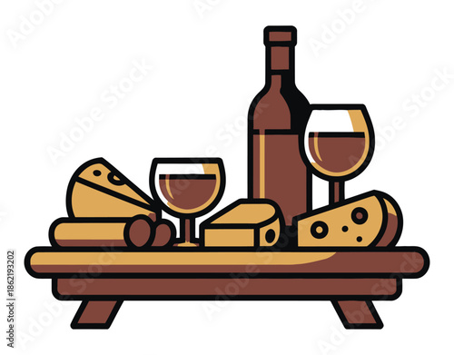Wine and cheese platter offers a delicious pairing for relaxed social.