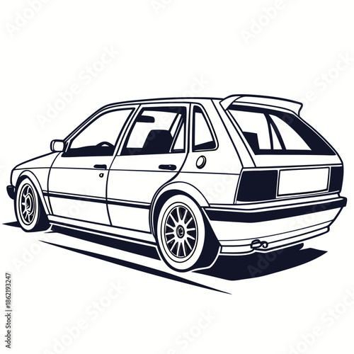 Classic hatchback car illustration