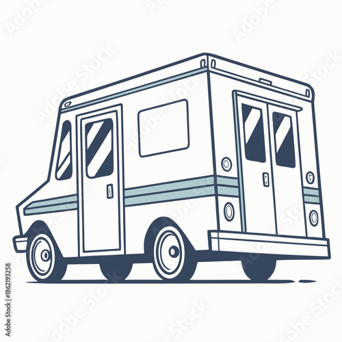 Illustrated van with rear doors