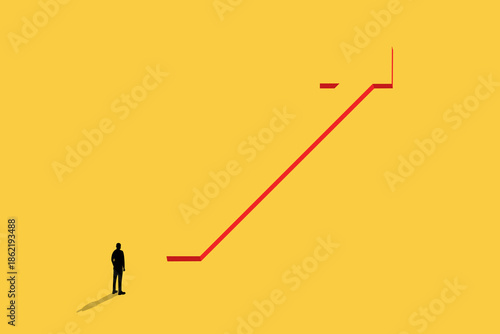 Businessman looking up arrow. Financial market growth. The concept of success, financial growth, profit