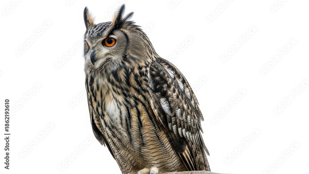 Obraz premium Owl, brown, isolated on white background