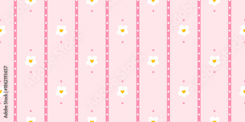 Seamless vector pattern featuring chamomile and daisy flowers in a soft pastel, perfect for nursery decor, children's clothing, and textile design