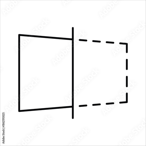 Conceptual graphic showing a geometric shape with a solid visible part and a dashed imagined extension, symbolizing design and architectural blueprints