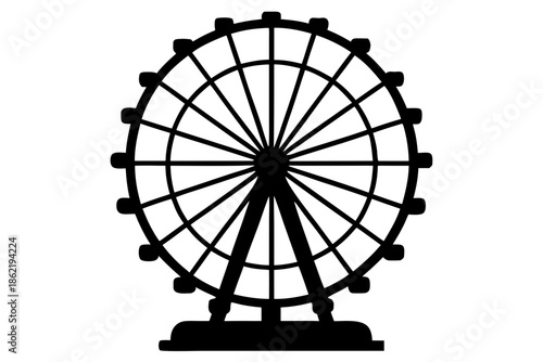 Ferris wheel on a white background, Ferris wheel silhouette vector 