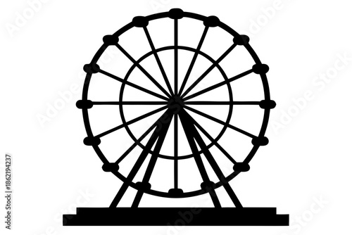 Ferris wheel on a white background, Ferris wheel silhouette vector 
