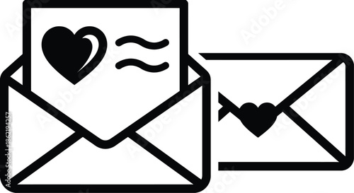Love letter and envelope icon vector in flat design style