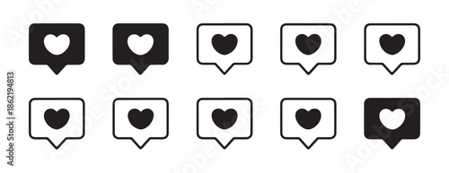Heart in speech bubble like icon vector collection for social networking and digital design