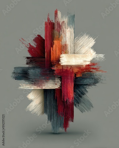 Abstract Colorful Artwork with Dynamic Brush Strokes and Texture