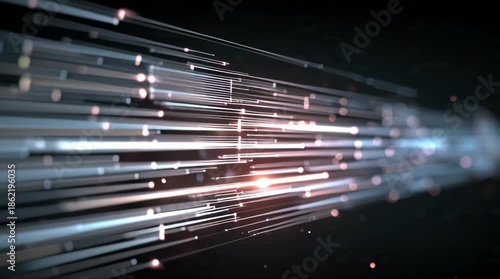 A video showcasing vibrant light streaks moving rapidly across a dark background