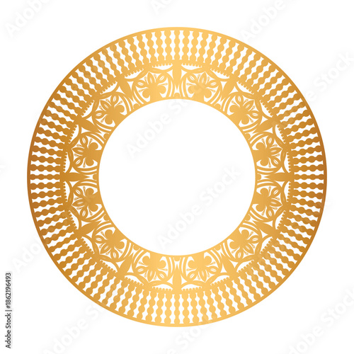 Golden circle mandala frame border