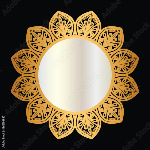 circle mandala frame with islamic wedding frame invitation background