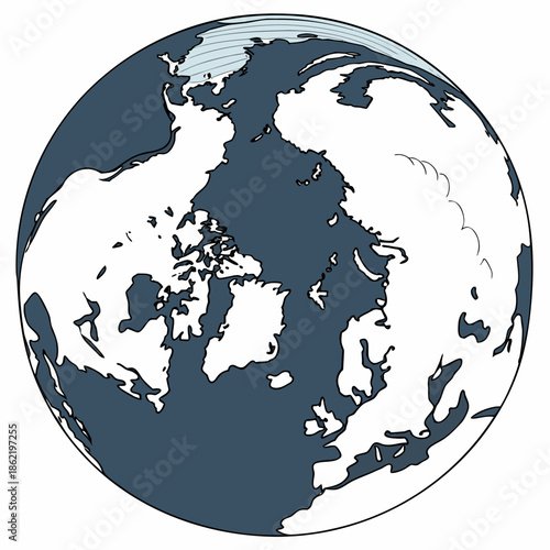 Earth globe with melting polar ice caps planet