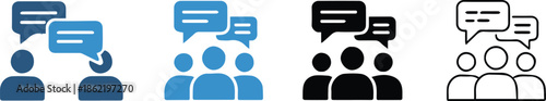 communication group chat icon set teamwork collaboration speech bubble