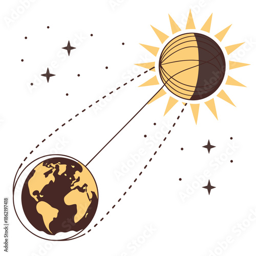 Eclipse shadow crossing between earth and sun solar eclipse