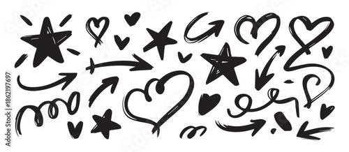 doodle seamless pattern set of hand drawn decorative icons