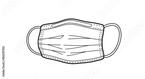 Disposable protective surgical face mask illustration isolated on white for respiratory protection and health safety.