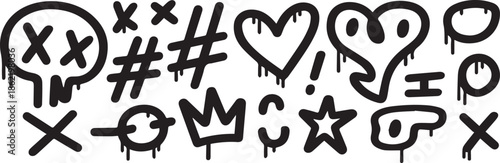 graffiti urban symbols stencil style vector pattern with drips