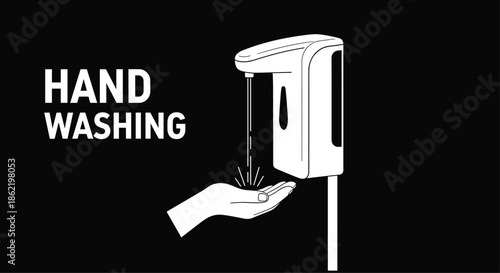 Automatic hand sanitizer dispenser mounted on a wall with liquid dripping onto a human hand for hygiene and health protection.