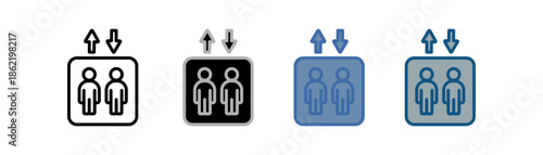 
lift icon set multiple style collection with two person design and up down arrow