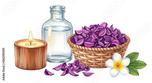 Relaxing spa elements isolated on transparent background isolated on transparent background, isolated on white background