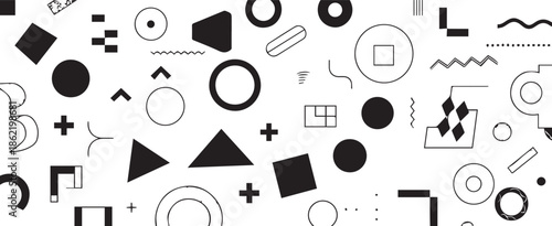 pattern minimal geometric composition black white vector art