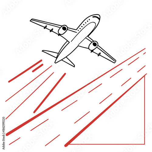 Airplane flying over cityscape