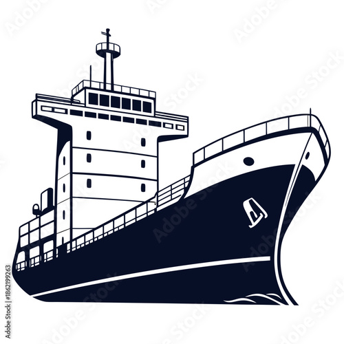 Large cargo ship at sea