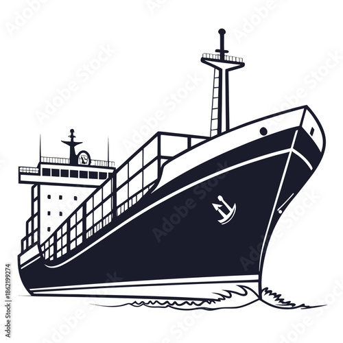 Large cargo ship sailing