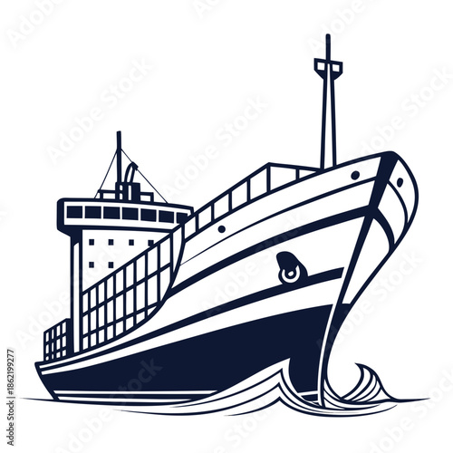 Large cargo ship sailing