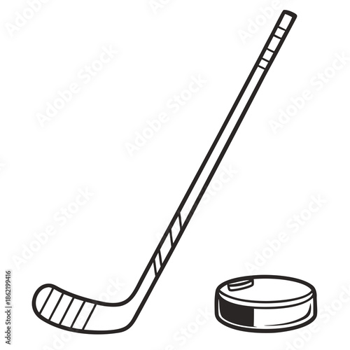Hockey stick and puck