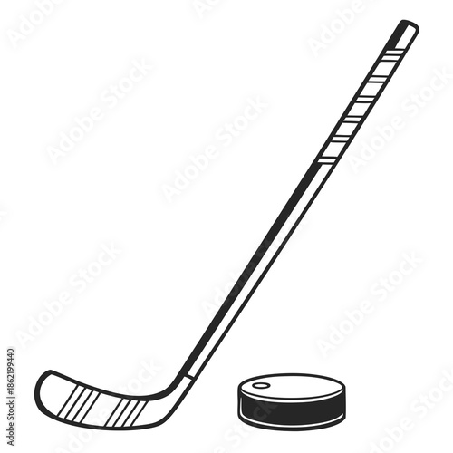 Hockey stick and puck